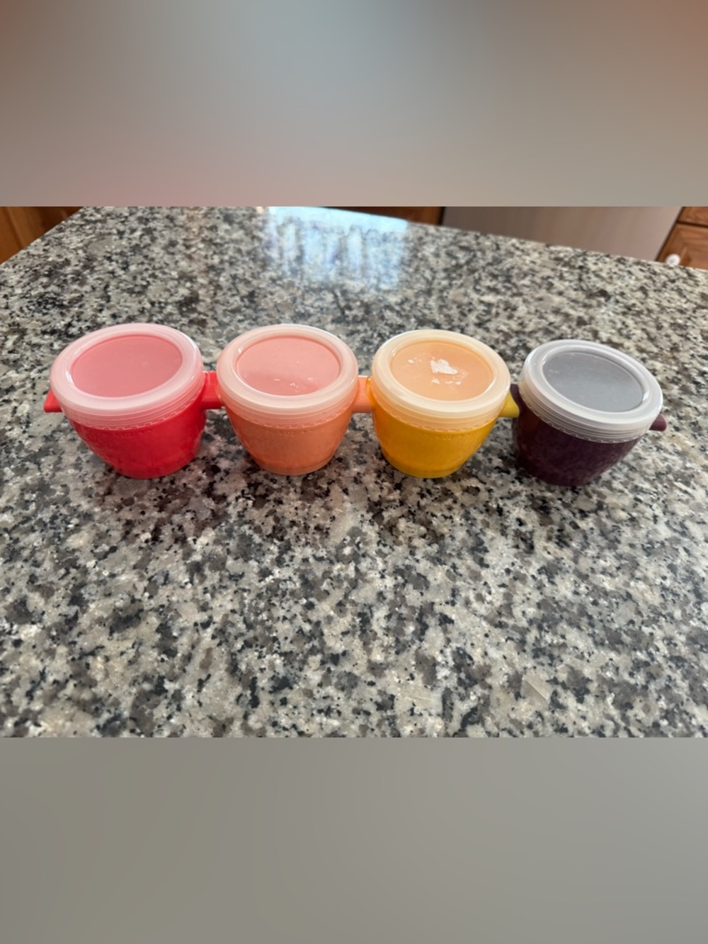 4 Colorful Mini 4oz container Set - purple, Peach, Yellow, Red